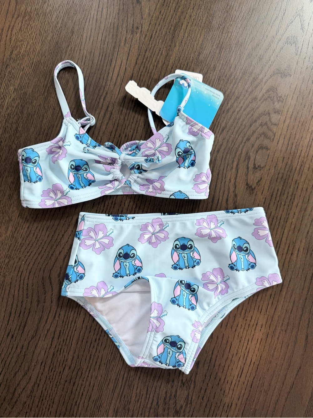NWT 4-5 Disney PatPat Light Blue & Purple Stitch Hawaii Two-Piece Bikini